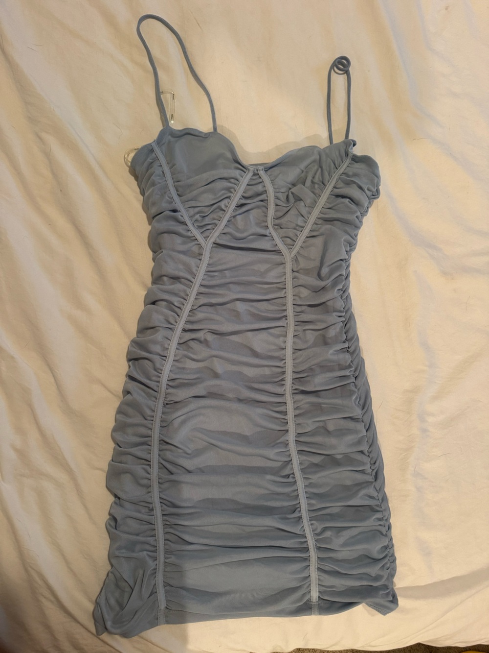Ruched Light Blue Women's Dress
